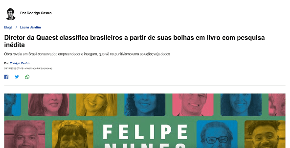 No momento, você está visualizando Diretor da Quaest classifica brasileiros a partir de suas bolhas em livro com pesquisa inédita