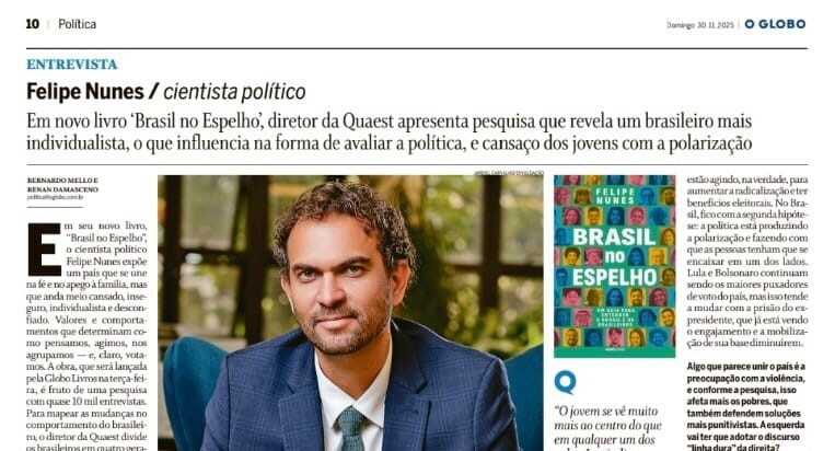 No momento, você está visualizando ‘Cansaço da polarização está levando o jovem ao centro’, diz Felipe Nunes, que lança livro ‘Brasil no Espelho’